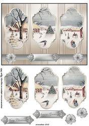 Vintage Winter Village Panel Card