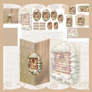 Vintage Christmas Window No Hole Fold Back Card