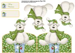 Holly Christmas Bear Shaped Card