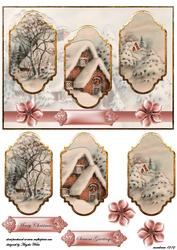 Vintage Christmas Country House Panel Card