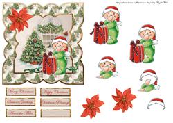 Santa Has Been Card Front with Decoupage