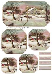 Vintage Christmas Farmhouse Shaped Card