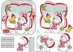 Snowman and His Bird Friend