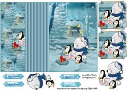 Polar Bear and Penguins Fishing No Hole Foldback Card