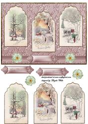 Winter Vintage Christmas Scene Panel Card Front