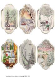 6 Vintage Christmas Shaped Toppers