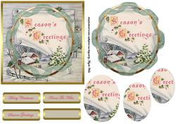 Vintage Christmas Scroll Seasons Greetings