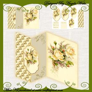 Lemon Vintage Rose No Hole Fold Back Card Mini Kit