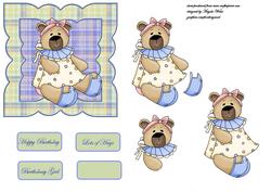 Baby Bear First Birthday and Sentiment Tags