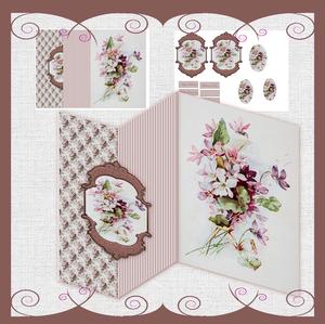 Mixed Vintage Flowers No Hole Foldback Card