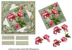 Red Rose, Lace and Gold Card Front