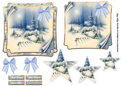 Starlight Night Card Front , Topper Pyramid and Sentiment Ta