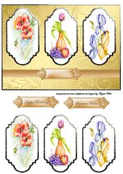 Poppy, Tulip and Iris Card Front and Panel Toppers