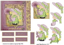 Daffodil and Hollyhocks Card Front