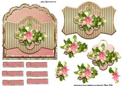 Lilly and Cream Rose's Card Front and Topper