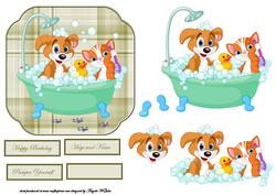Dog, Duck, Cat in Bubbles Card Front