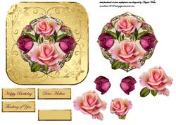 Rose Display Card Front with Topper