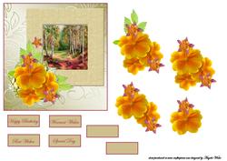 Autumn Trees and Golden Pansy