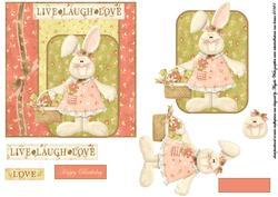Spring Flower Rabbit Card Front with Topper