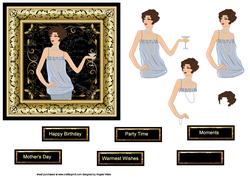 Art Deco Lady and a Glass of Wine