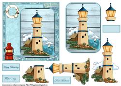 Nautical Lighthouse, Topper and Decoupage