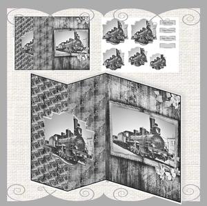 Vintage Steam Train No Hole Fold Back Card