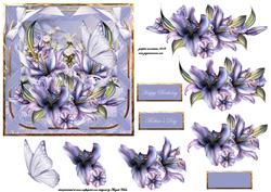 Array of Purple Lilies Card Front with Decoupage