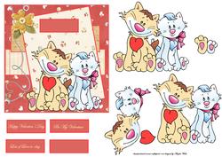 Cat Sweethearts Card Front with Decoupage