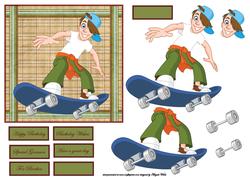 Teenage Boy Skateboarder Card Front with Decoupage