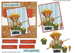 Fisherman Ted Card Front with Topper