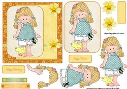 Emma with Her Yellow Baby Chick Card Front