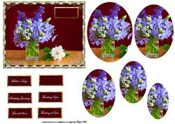 Vase of Mixed Flowers Card Topper with Pyramid and Sentiment