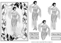 Art Deco Lady in Black and White