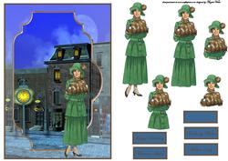 Lady Walking in a Victorian Street Bracket Scene Card