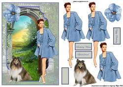 Countryside Walk with Her Dog, Bracket Scene Card Front