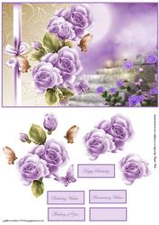 Moonlight and Roses Card Front with Decoupage