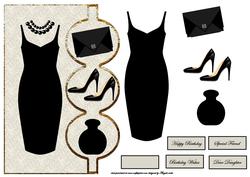 Black Dress, Shoes, Handbag Card Front