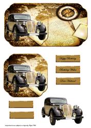 Vintage Travel Dl Card Front with Topper