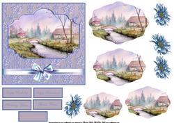 Winter River Water Colour Card Front with Pyramid