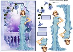 Morning Glory and Lady in Blue Bracket Scene Card