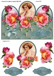 Roses and Reflection Over the Edge Card Front with Decoupage