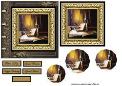 Reading Book and Night Cap Card Front and Topper