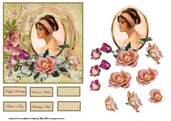 Lady of the Roses Card Front and Topper