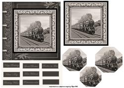 Sepia Steam Engine Train Card Front