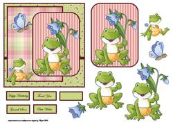 Frogs Having Fun Card Front with Topper