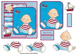 Sailor Boy Card Front with Topper