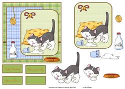Cat Spilt the Milk Card Front and Topper