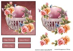Romantic Garden with Rose's Card Front with Topper