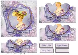 Lady in the Flowered Hat Card Front and Scallop Bottom Stack