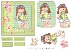 Patsy with Her Rabbit Card Front and Topper